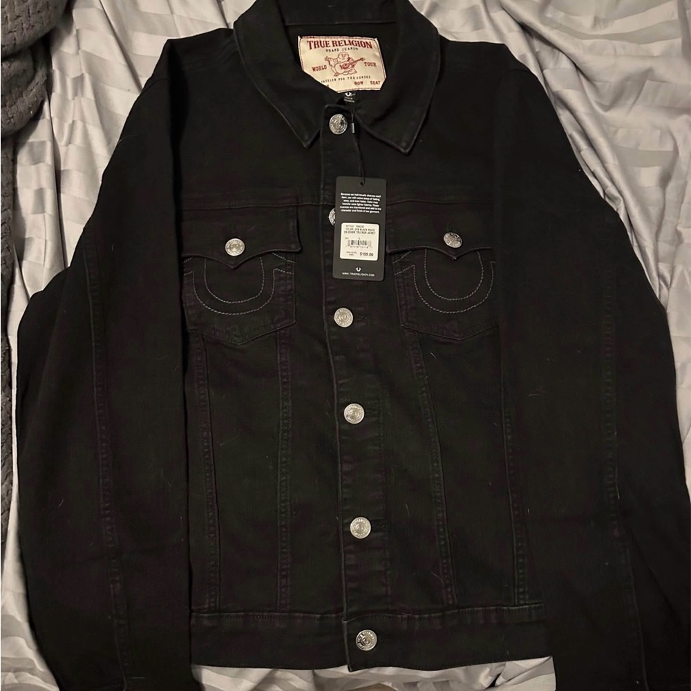 True Religion Black Denim Jacket for Men